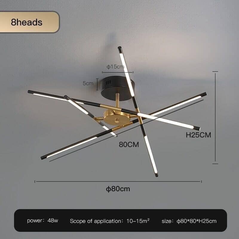 "Draco" Modern Chandelier Decorative in Black & Gold Ceiling lamp Artedimo C-Black-8 heads Cool white 