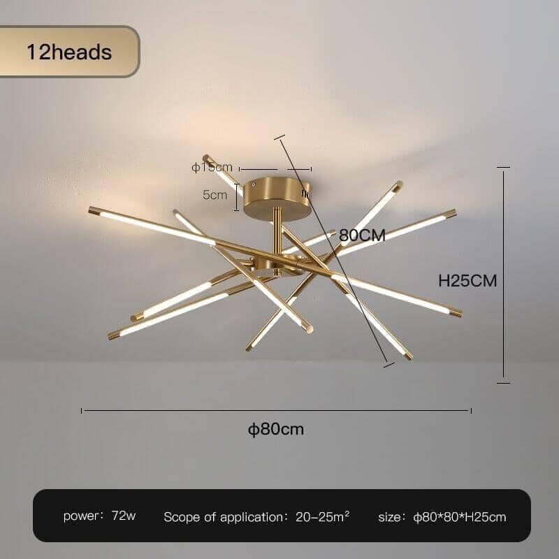 "Draco" Modern Chandelier Decorative in Black & Gold Ceiling lamp Artedimo C-Golden-12 heads Cool white 