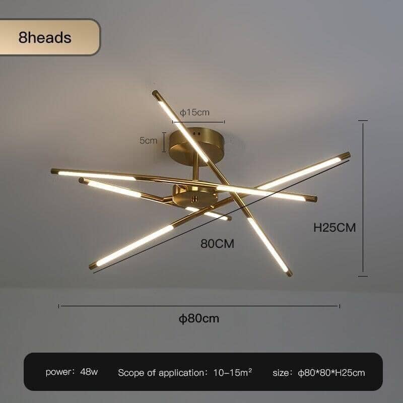 "Draco" Modern Chandelier Decorative in Black & Gold Ceiling lamp Artedimo C-Golden-8 heads Cool white 