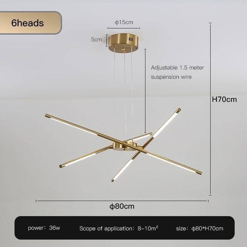 "Draco" Modern Chandelier Decorative in Black & Gold Ceiling lamp Artedimo D-Golden-6 heads Cool white 