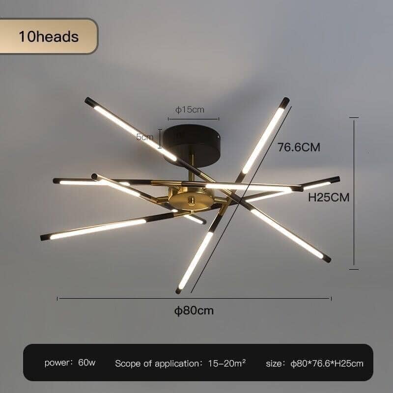 "Draco" Modern Chandelier Decorative in Black & Gold Ceiling lamp Artedimo C-Black-10 heads Cool white 