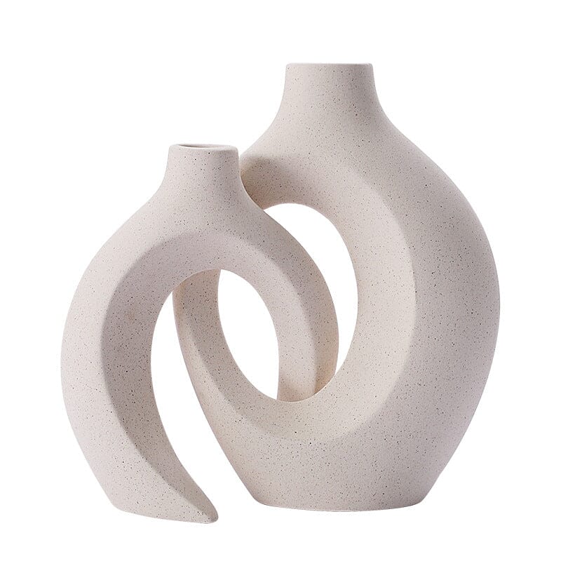 "Snugglers" Decorative Beige Vase Set For Pampas Grass Ceramic Vase Artedimo Snuggle Set 