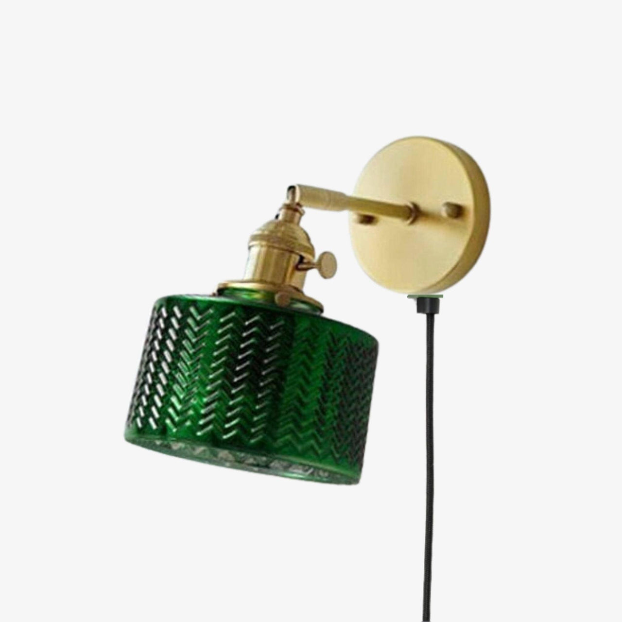 "Charlotte" Green Brass Glass Wall Light Lamp Plug-In / Hardwired Wall Lamp Artedimo Plug-in 4W(max100w) 