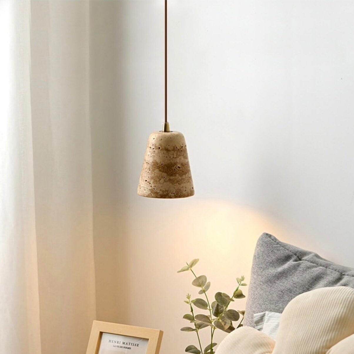 Travertine Lamp - Stone Lighting - Kitchen Island Light - Hanging Pendant Light - Minimalist Pendant Lamp Pendant Lights Artedimo 