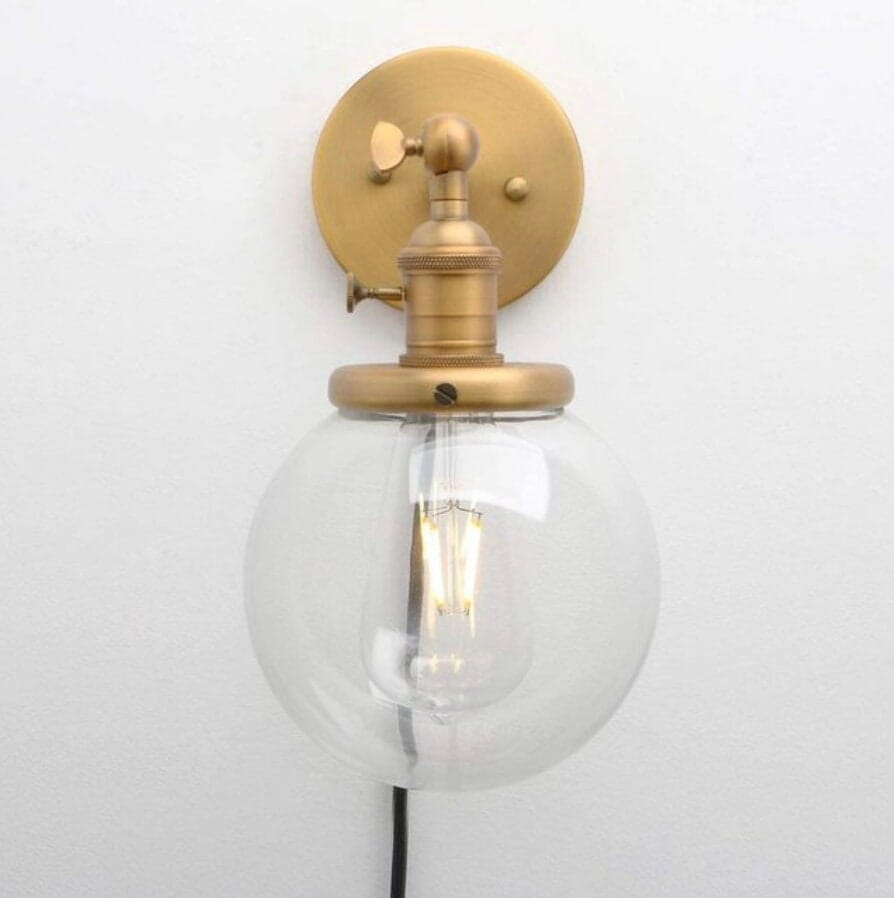 Antique Gold Wall Mount Fixture "WALL-EYE" Stylish Wall Lamp hardware & plug-in Sconces Artedimo Gold Plug-in 