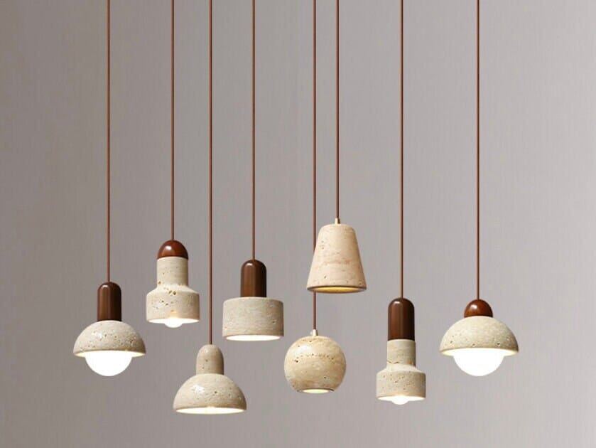 Travertine Hanging Lamp - Stone Lighting - Pendant Lighting - Minimalist Hanging Pendant Lamp Pendant Lights Artedimo 
