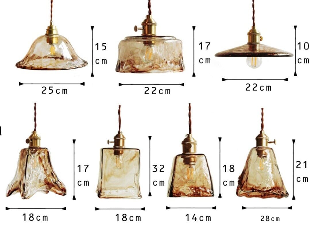 Unique Ceiling Light - Glass Pendant Lamp "AMBER ASYMMETRIC" - Amber Glass Light Pendant Lights Artedimo 