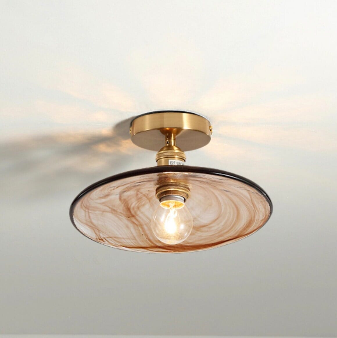 Flush Mount Glass Ceiling Lamp - Celling Lighting "AMBER CIRCLE" - LED Ceiling Lamp for Home Sconces Artedimo 