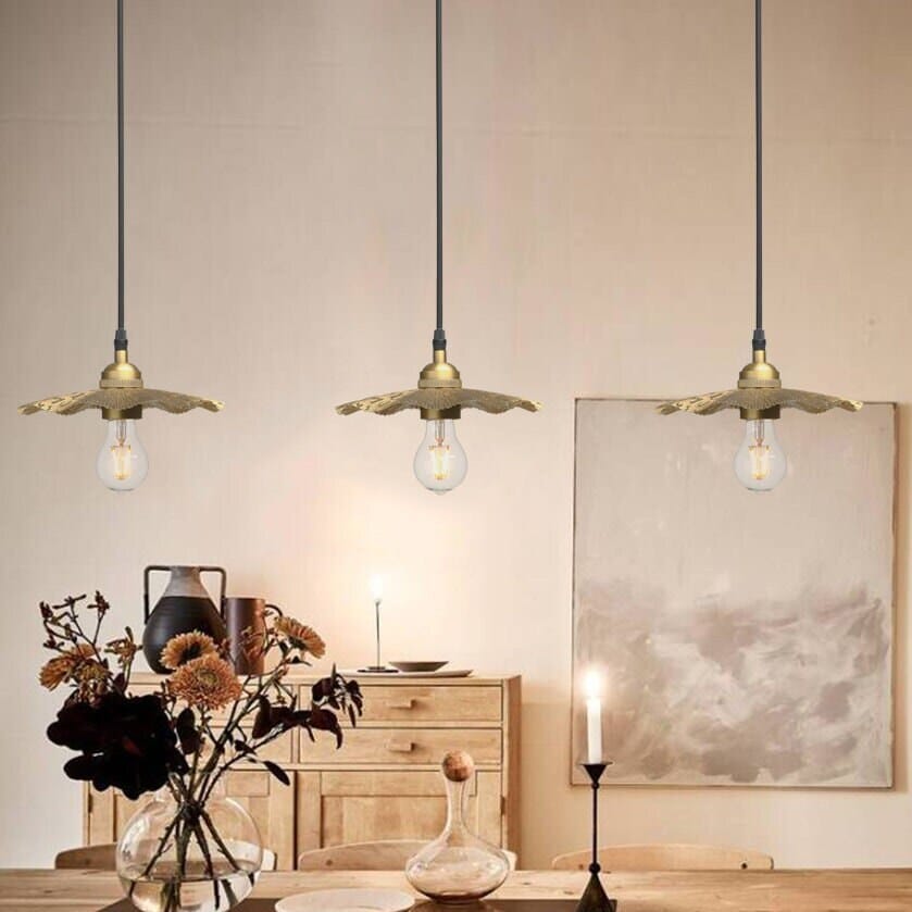 Gold Hanging Lamp - Brass Pendant Light - Gold Flower Lighting with Industrial Vibe Pendant Lights Artedimo 