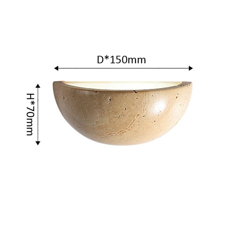 Light Wall Sconce Lamp - Half Moon Light - Beige Wall Lamp Made of Natural Stone Sconces Artedimo 