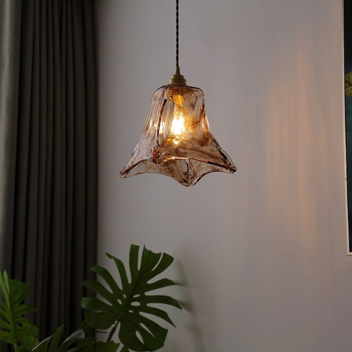 Unique Ceiling Light - Glass Pendant Lamp "AMBER ASYMMETRIC" - Amber Glass Light Pendant Lights Artedimo 