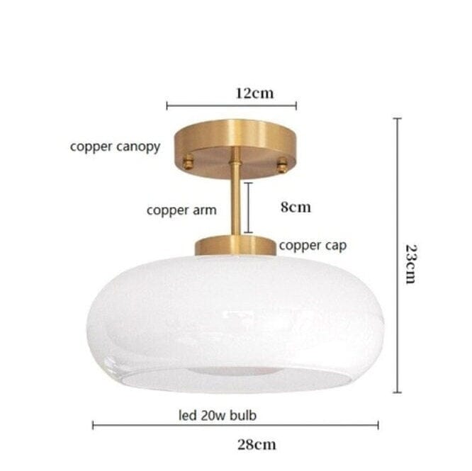White Ceiling Lamp - Mid Century Chandelier - Semi Flush Mount Lamp - White Light Fixture Pendant Lights Artedimo White Copper Body 