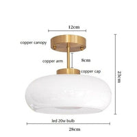 Thumbnail for White Ceiling Lamp - Mid Century Chandelier - Semi Flush Mount Lamp - White Light Fixture Pendant Lights Artedimo White Copper Body 