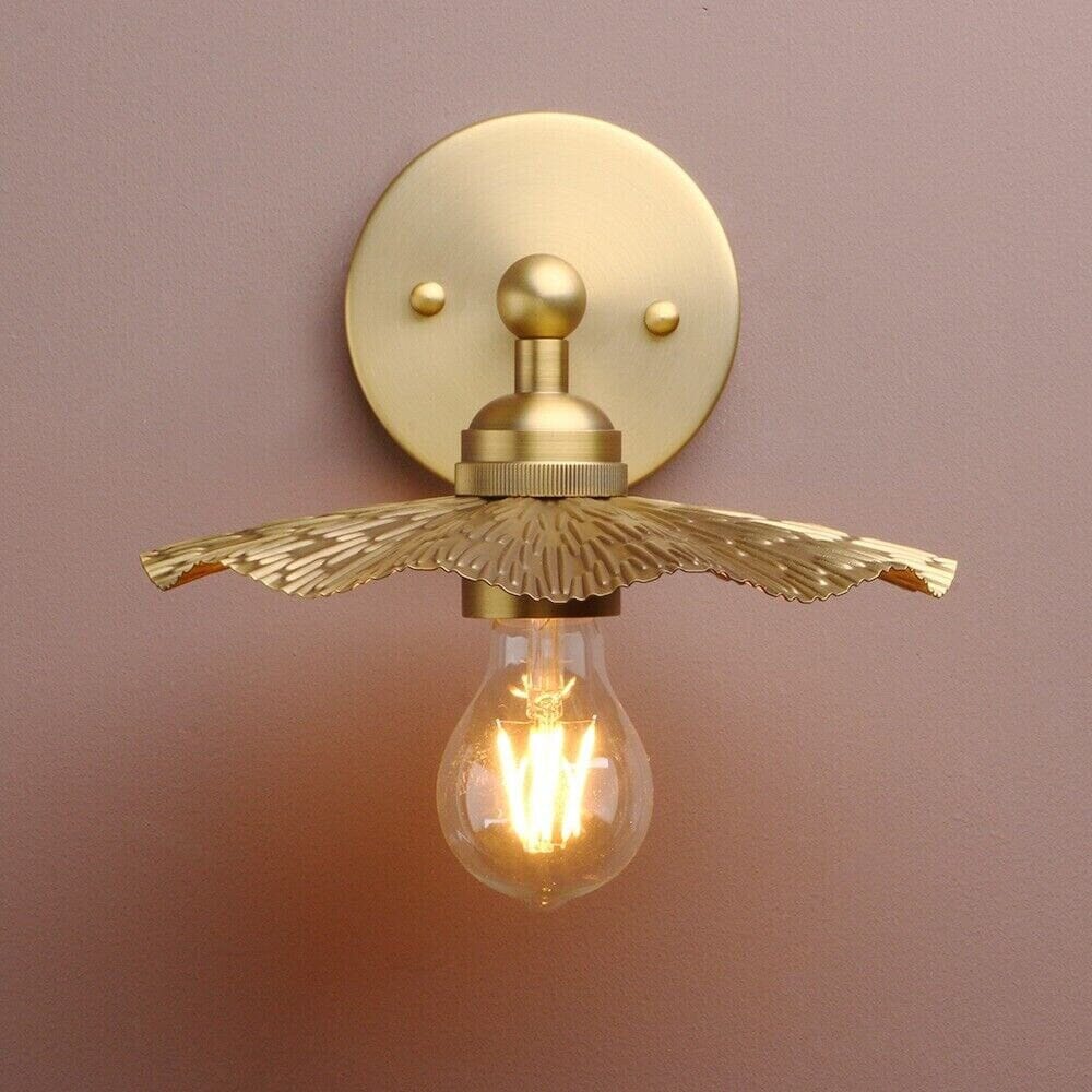 Metal Wall Sconce - Flower Shape Wall Lamp - Gold Bedside Lamp - Industrial Metal Light Sconces Artedimo 