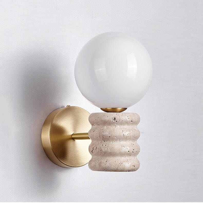 Travertine Sconce- Nordic Aesthetics Globe Wall Light - Nordic Lamp in Beige - Luxury Lighting Sconces Artedimo 